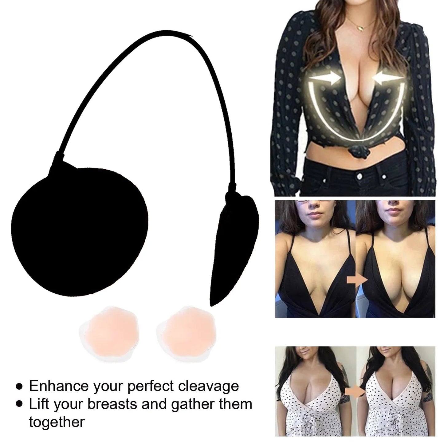 Reggiseno Invisibile Push-Up Senza Spalline Autoadesivo – Effetto Lifting per Abiti Eleganti