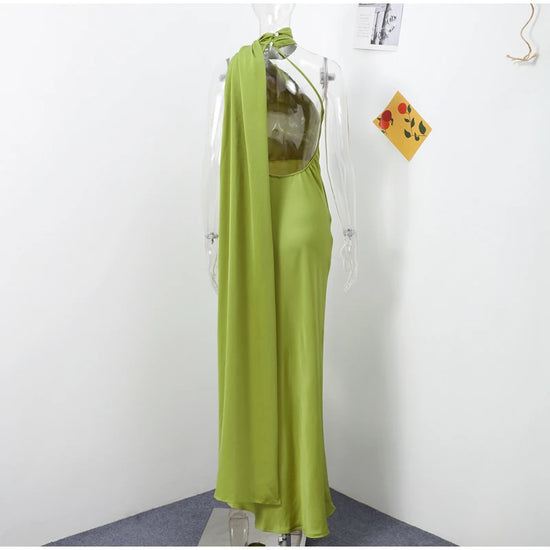 Abito da sera in raso con fiocco per donna – abito elegante schiena scoperta