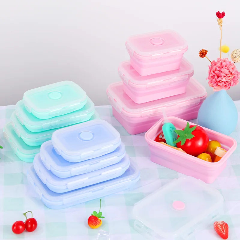 Contenitori Alimentari Pieghevoli 4 Pezzi – Set Salvaspazio in Silicone