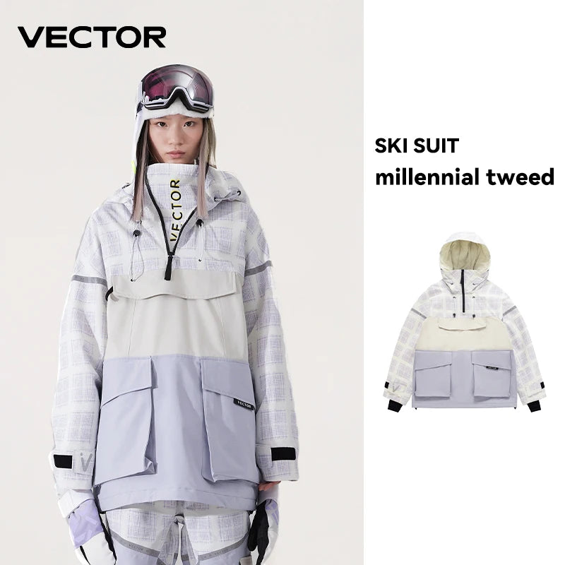 Tuta da sci unisex con cappuccio e dettagli riflettenti – giacca imbottita, impermeabile e termica per sport invernali