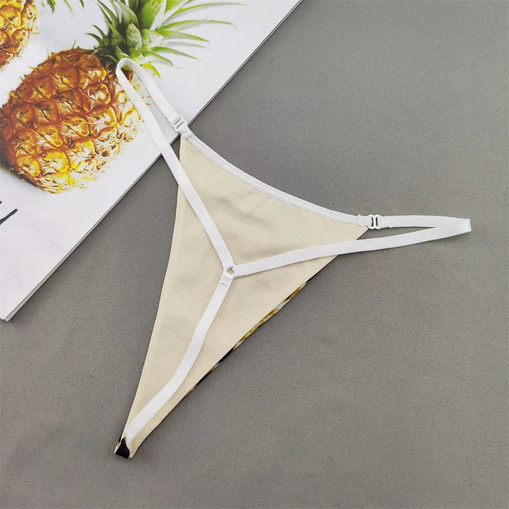 Perizoma sexy a due strati in cotone con schiena a T, da donna, a vita bassa, con stampa zebra/serpente/leopardo, senza cuciture