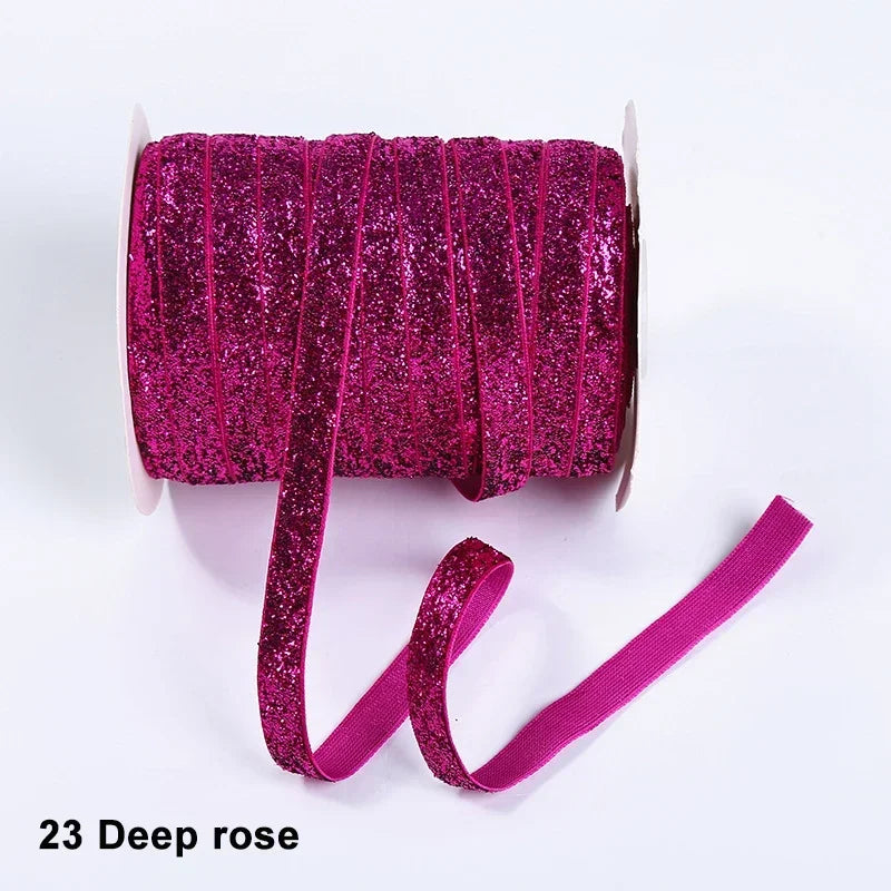 Nastro velluto glitter 10 mm – 50 metri multicolore per decorazioni, fai-da-te, confezioni regalo e artigianato