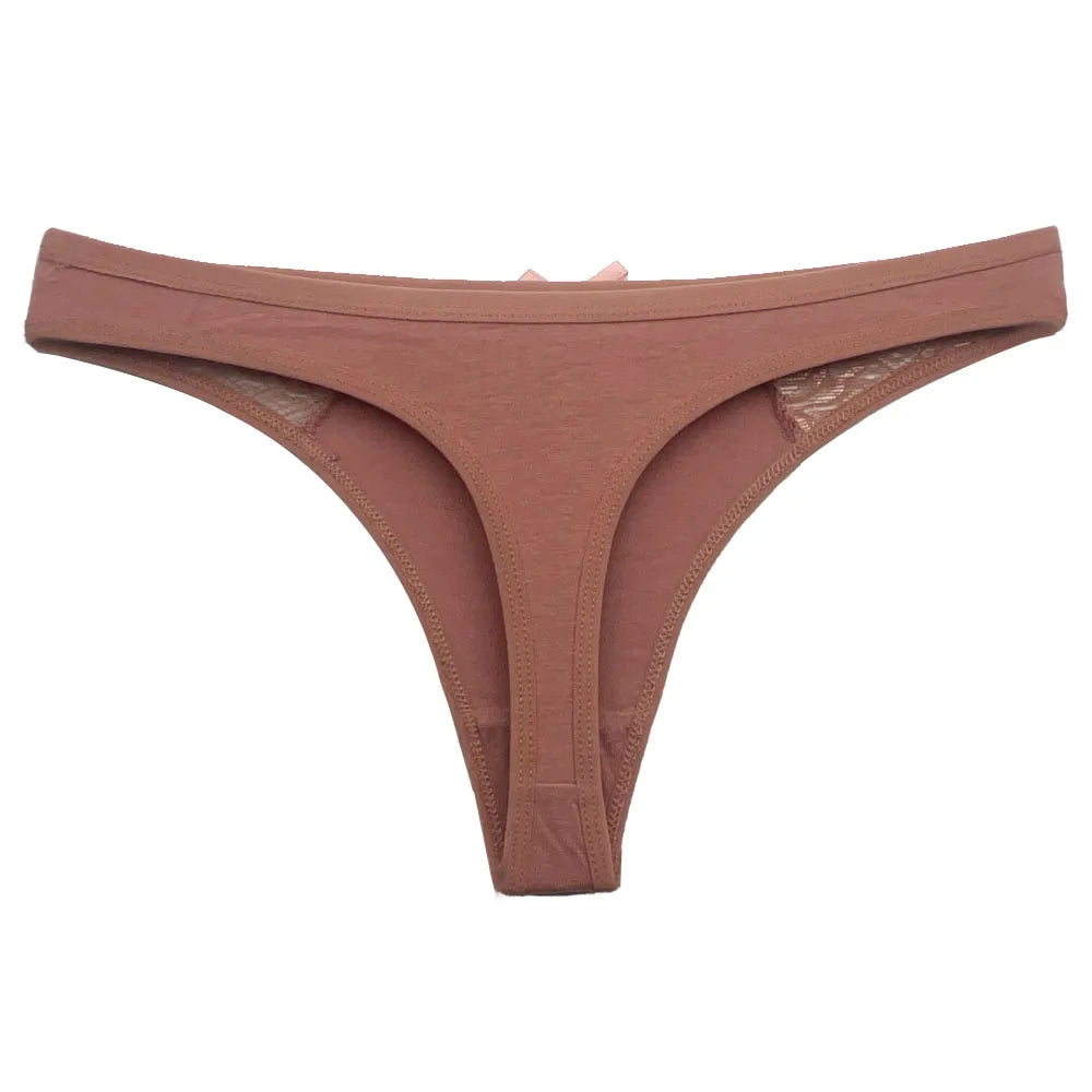 Set 5 pezzi perizomi donna in cotone – G-string vita bassa low-rise in colori solidi, lingerie comoda quotidiana