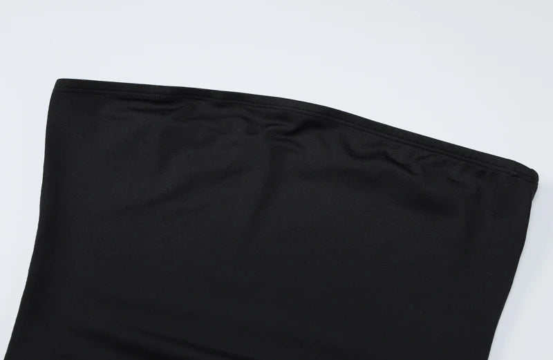 Abito Nero Elegante HugCitar – Maxi Dress Strapless Bodycon per Cerimonie, Party e Serate