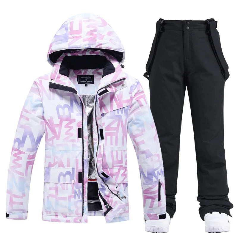 Tuta da sci donna impermeabile e antivento 2-pezzi – giacca + pantaloni snowboard invernale 2025, windproof & waterproof
