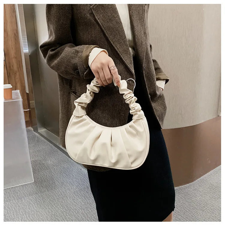 Borse a mano plissettate alla moda per donna, borse a nuvola per il tempo libero, borse a tracolla