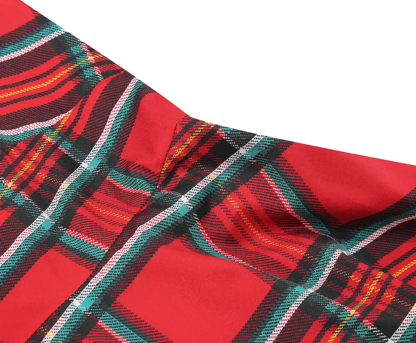 Abito donna autunno-inverno con motivo scozzese natalizio – manica lunga, vita regolare, stile elegante plaid rossa e verde