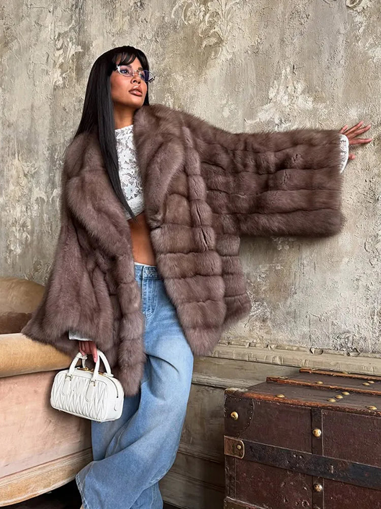 Cappotto lungo in pelliccia sintetica con colletto a revers – giacca maxi donna calda e lussuosa per l'inverno 2025