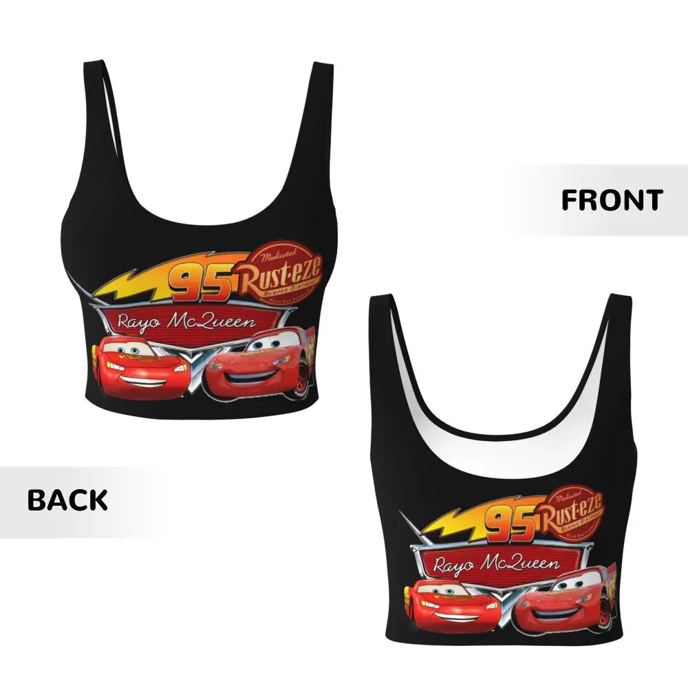 Maglia cars SaettaMcQueen Donna | Cartoon Fitness Crop Top Cars