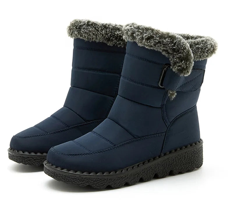 Stivali Invernali Donna – Ankle Boots Impermeabili con Pelliccia, Antiscivolo e Tacco Basso