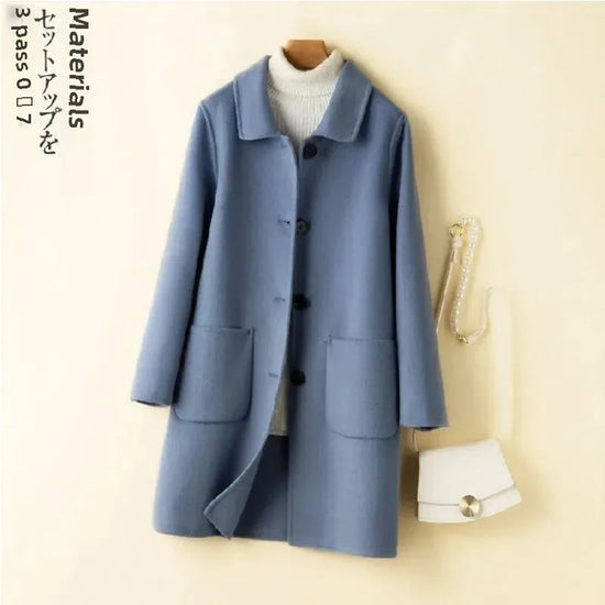 Cappotto in lana donna – Overcoat doppio lato, taglio medio, stile elegante per autunno e inverno