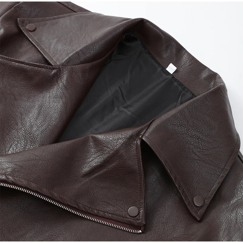Giacca bomber donna marrone vintage con collo a rever, cintura e zip ‒ outerwear street chic autunno/inverno 2025