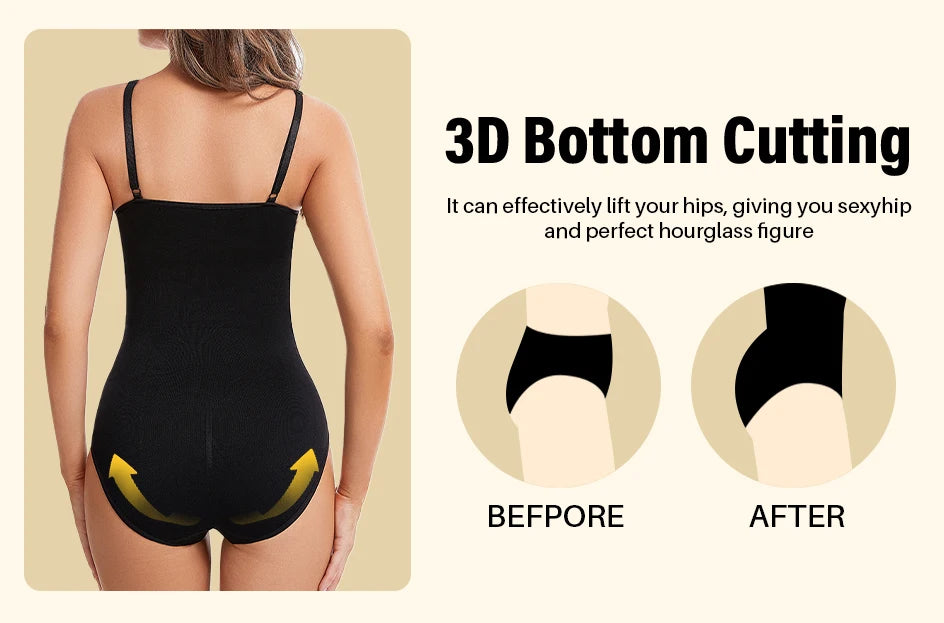 Body modellante a compressione senza cuciture per donna con spalline regolabili – nude, nero, marrone