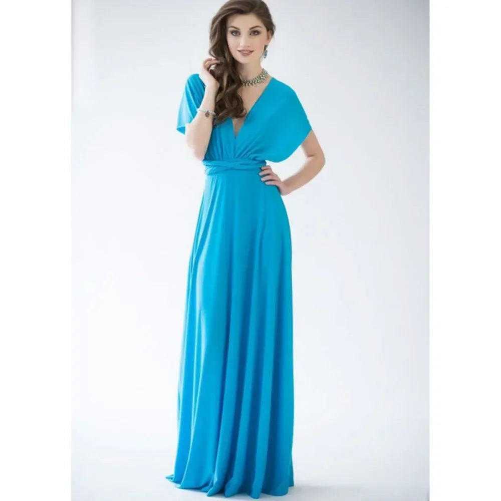 Abito Lungo Multiway Donna con Scollo a V – Vestito Trasformabile Elegante