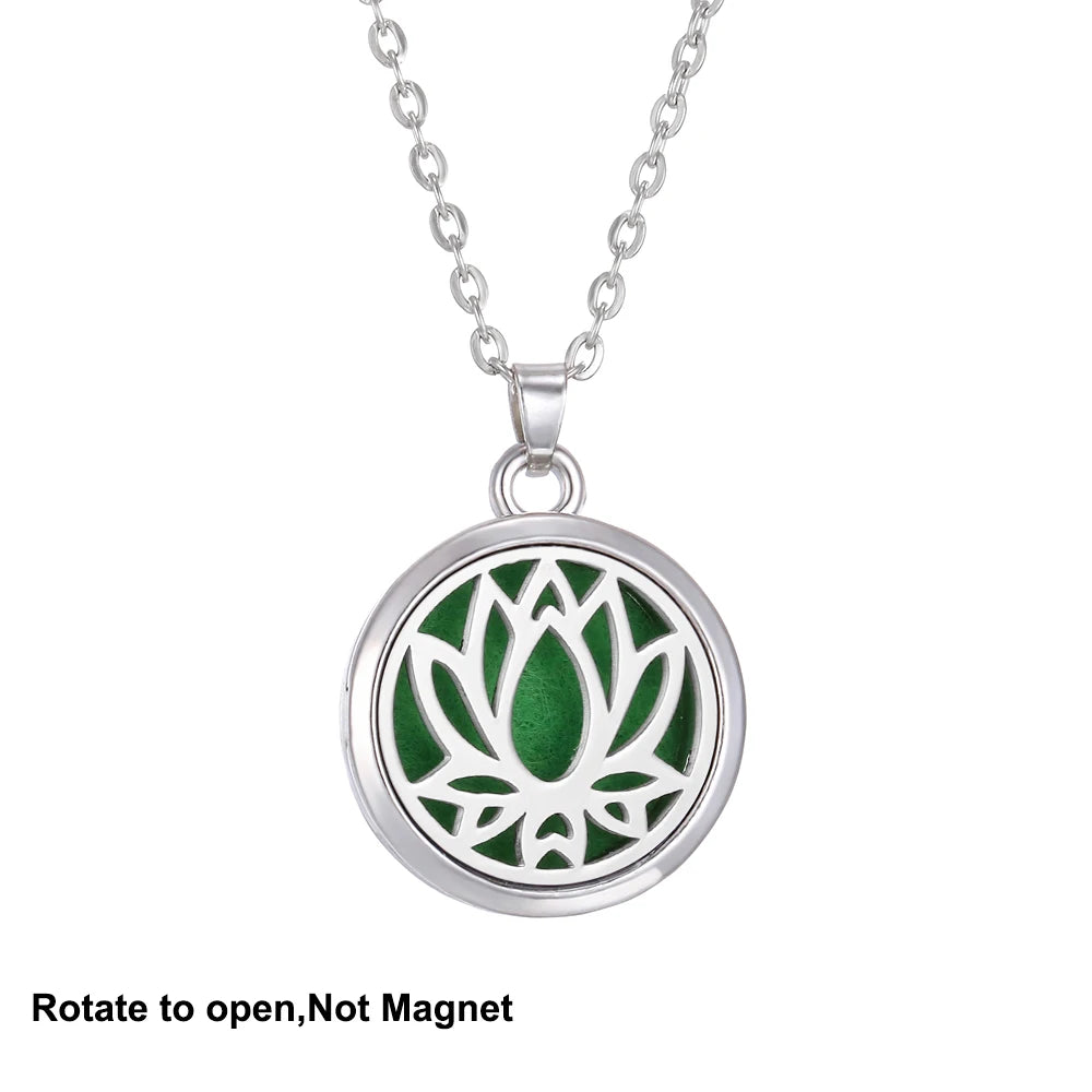 Collana Aromaterapia Albero della Vita – Ciondolo Rotondo Diffusore Oli Essenziali in Acciaio Inox | Idea Regalo Donna