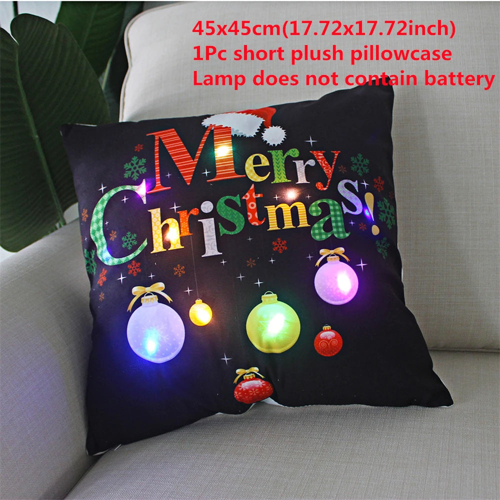 Copricuscino natalizio LED 45×45 cm ‒ federa luminosa decorativa per Natale, addobbo casa & divano