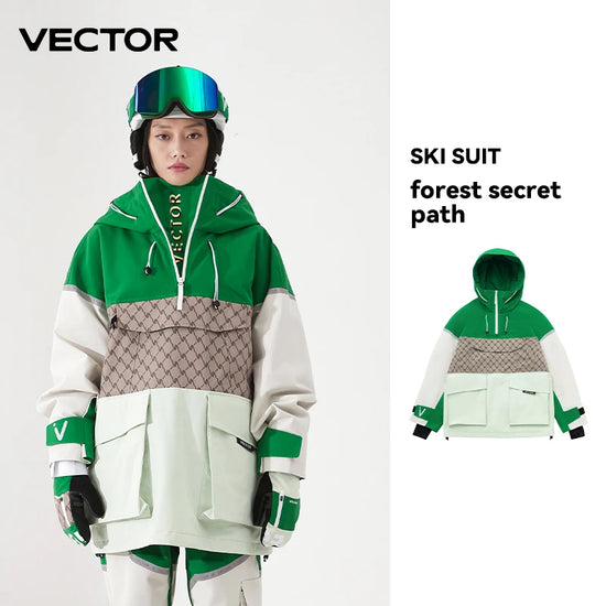 Tuta da sci unisex con cappuccio e dettagli riflettenti – giacca imbottita, impermeabile e termica per sport invernali