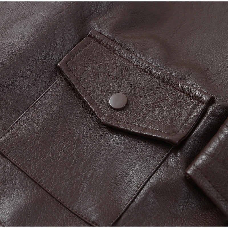 Giacca bomber donna marrone vintage con collo a rever, cintura e zip ‒ outerwear street chic autunno/inverno 2025