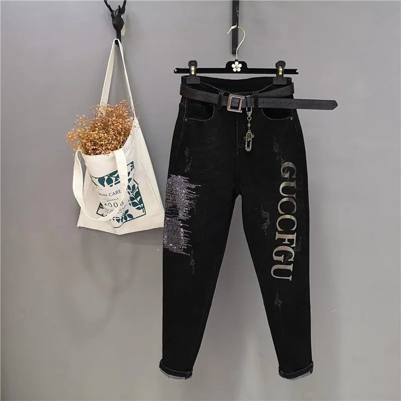 Jeans donna vita alta skinny 5XL – Denim elasticizzato primavera 2025