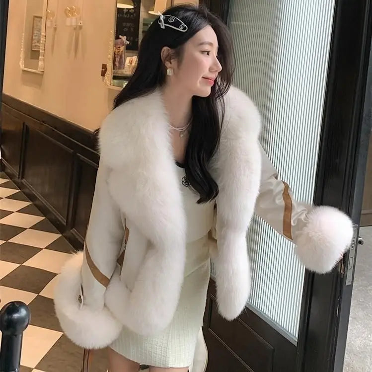 Cappotto corto in pelliccia sintetica volpe 2025 – giacca imbottita effetto fox fur, caldo e alla moda