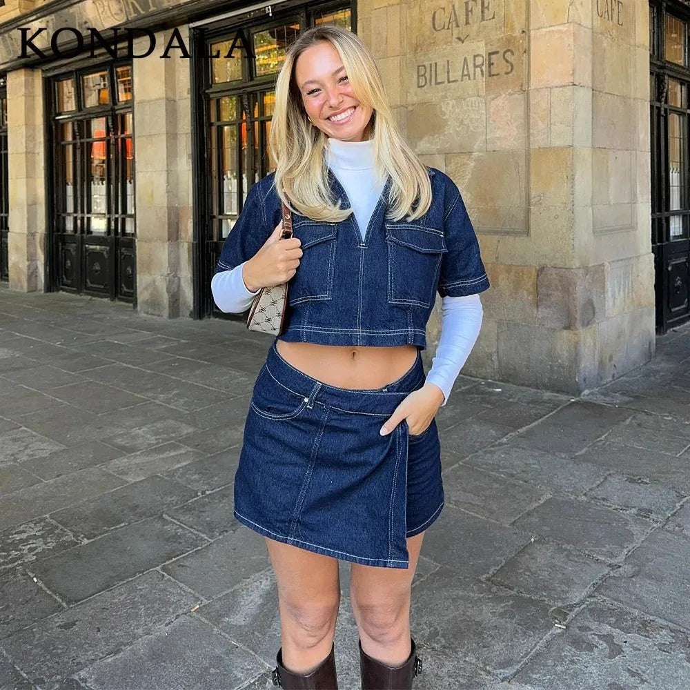 Completo Denim Donna – Set Top e Shorts Elegante Estate