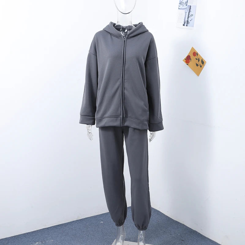 Set donna 2025 – tuta sportiva casual con felpa con cappuccio + pantaloni elasticizzati, outfit fitness & athleisure