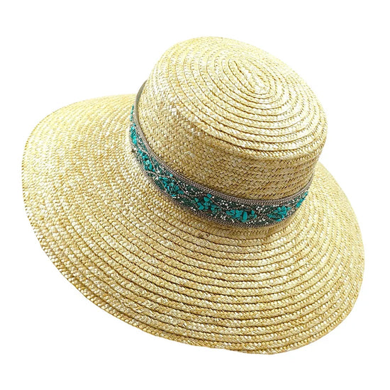 Cappello da donna in paglia stile Panama a tesa larga per l’estate