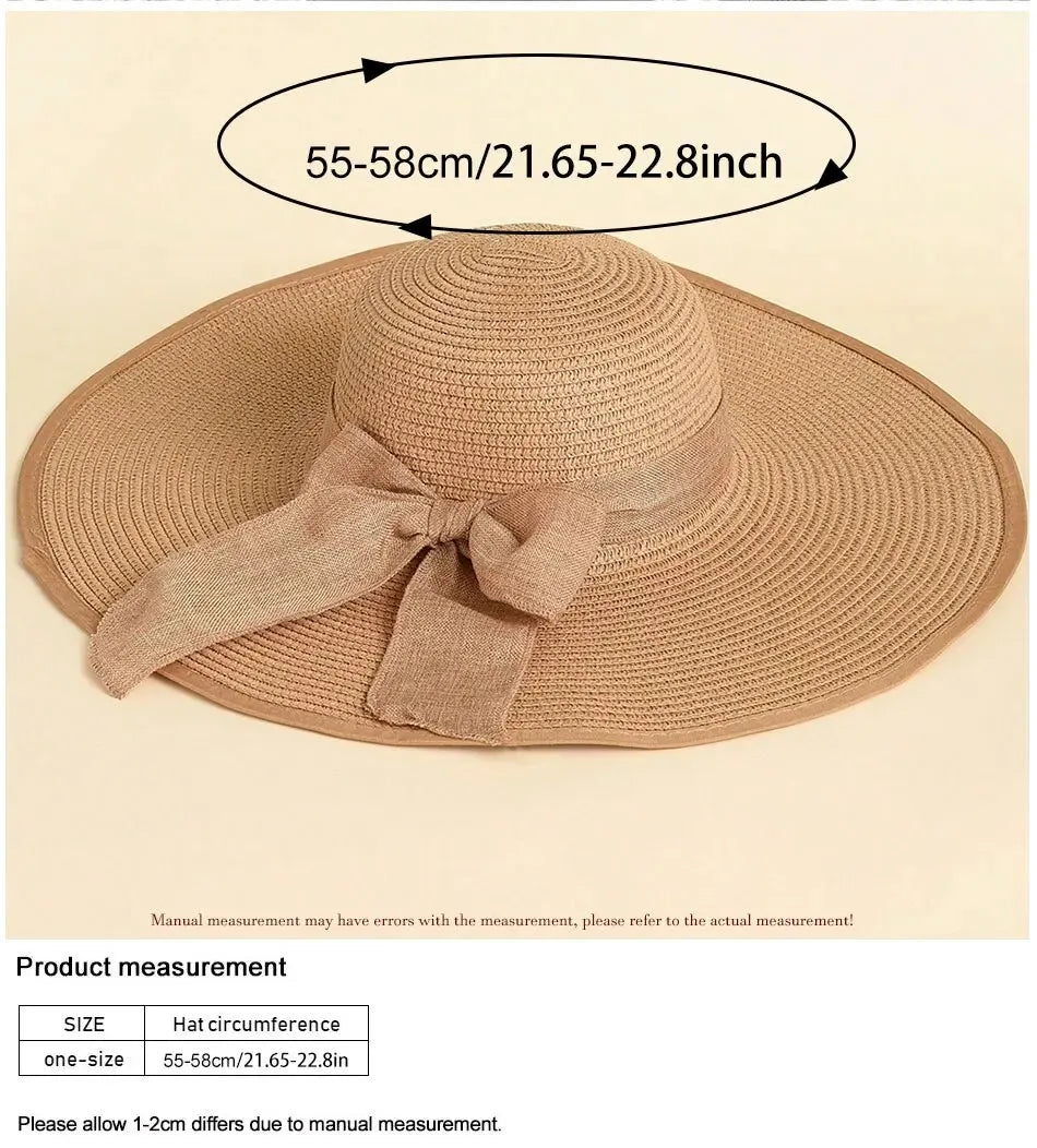 Cappello donna estivo in paglia con fiocco decorativo, tesa larga e colori eleganti