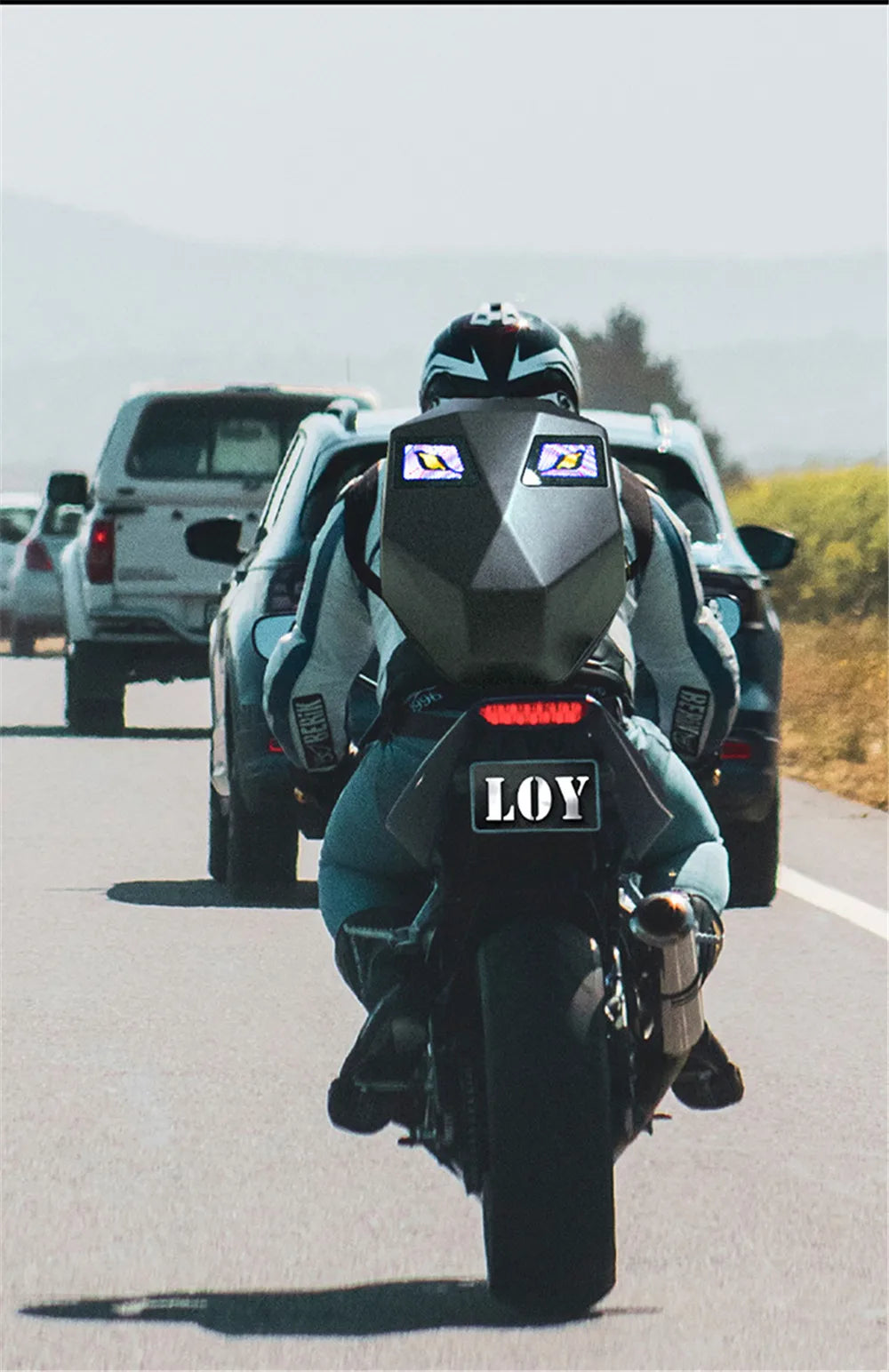 Zaino LED moto programmabile unisex con grande capacità e schermo Bluetooth impermeabile