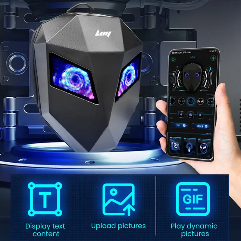 Zaino LED moto programmabile unisex con grande capacità e schermo Bluetooth impermeabile
