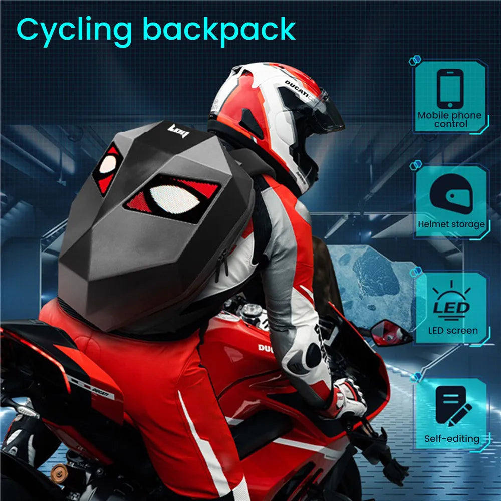 Zaino LED moto programmabile unisex con grande capacità e schermo Bluetooth impermeabile
