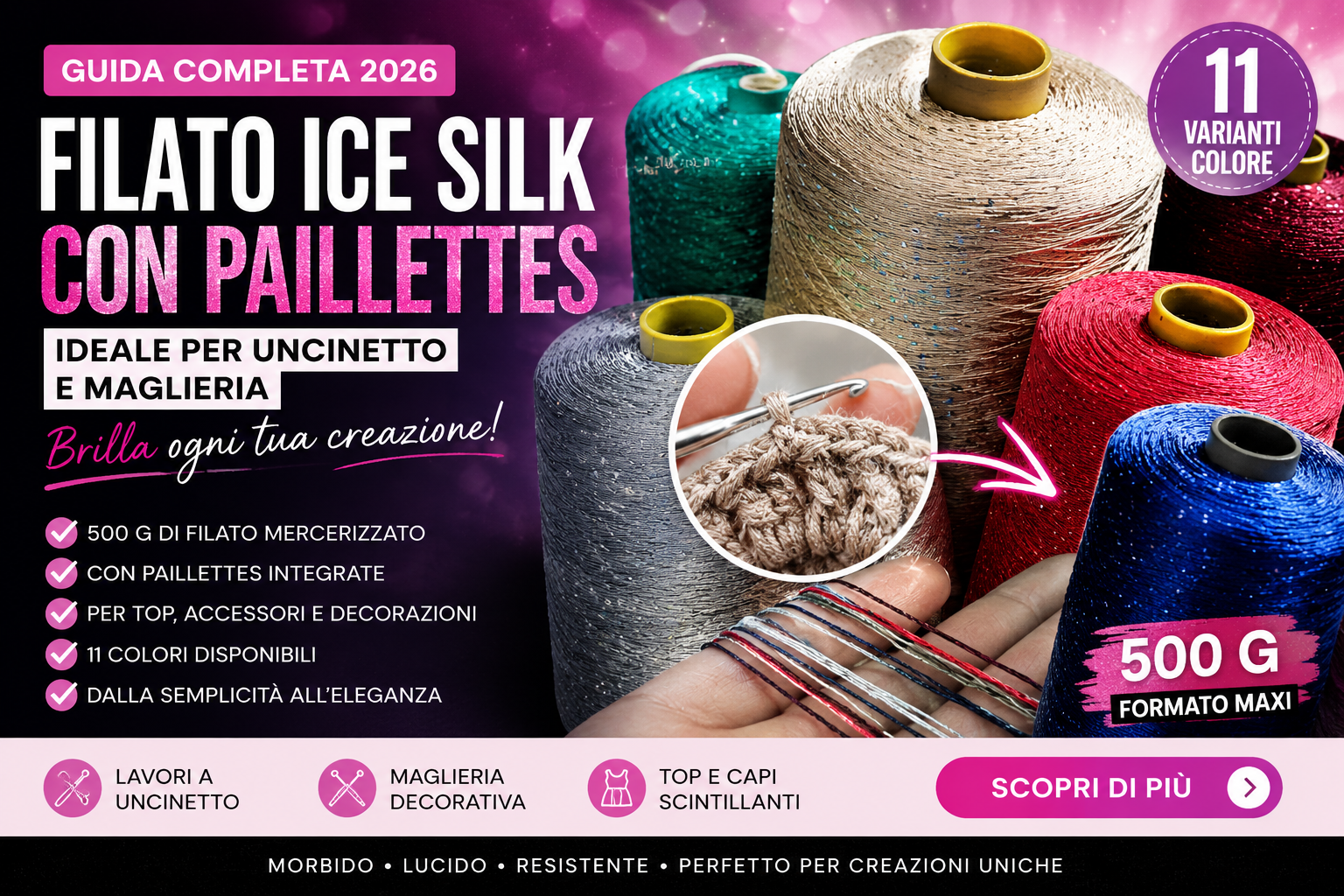 Cosa fare con il filato con paillettes? 5 idee all'uncinetto da provare