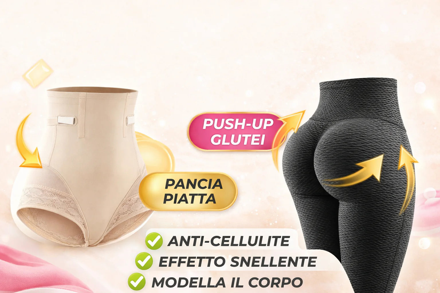 Guaina modellante vita alta e leggings modellanti push up anticellulite per effetto pancia piatta e silhouette snellente