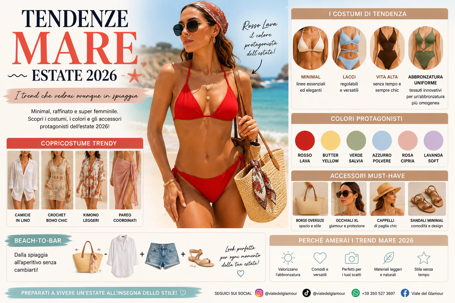 Moda mare donna estate 2026 costumi di tendenza colori protagonisti e accessori beachwear
