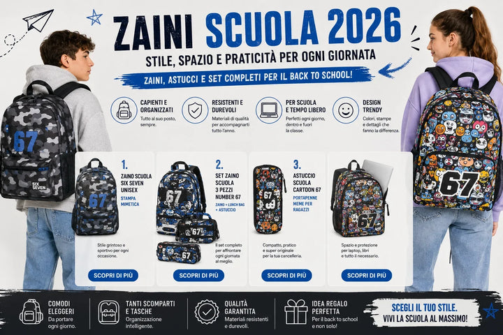 Zaini scuola 67 per ragazzi e ragazze con stampa mimetica cartoon astuccio e set completo back to school