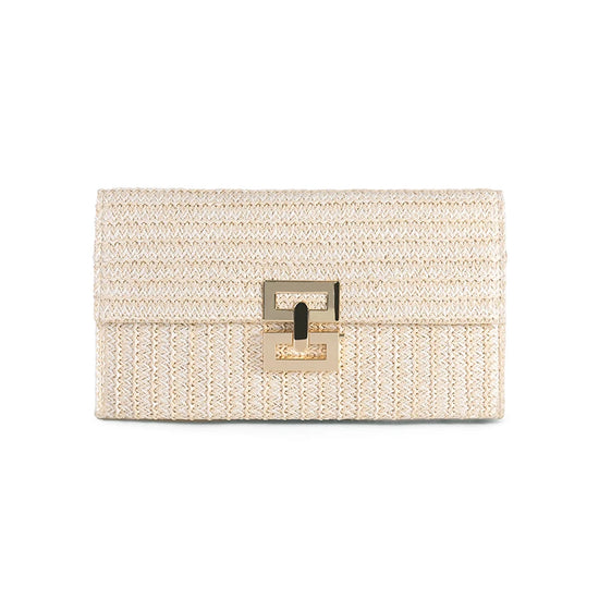 Borsa in paglia elegante con tracolla a catena per estate donna