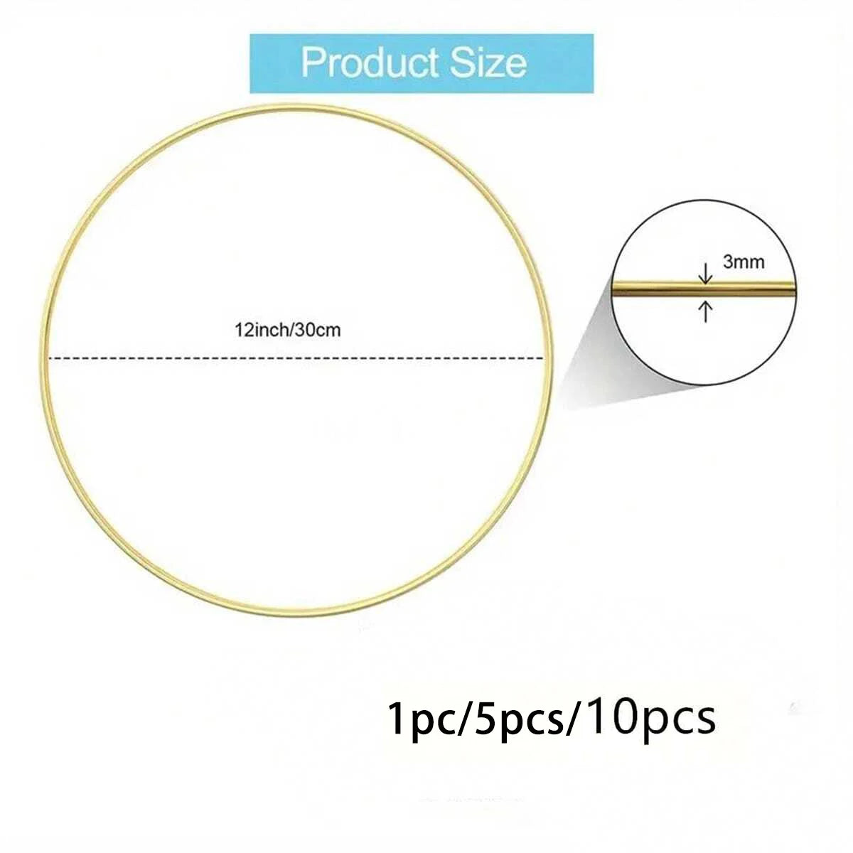 Cerchi ad anello dorato per ghirlande (1/5/10 pezzi) – hoop metallici per DIY acchiappasogni, decorazioni floreali e artigianato
