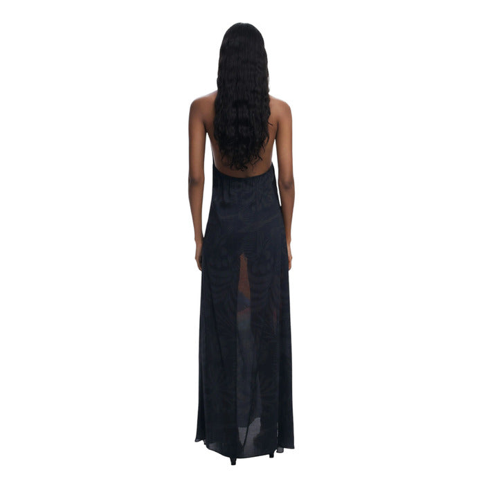 Abito da donna Desigual nero con stampa floreale, ideale per la stagione primavera/estate.​