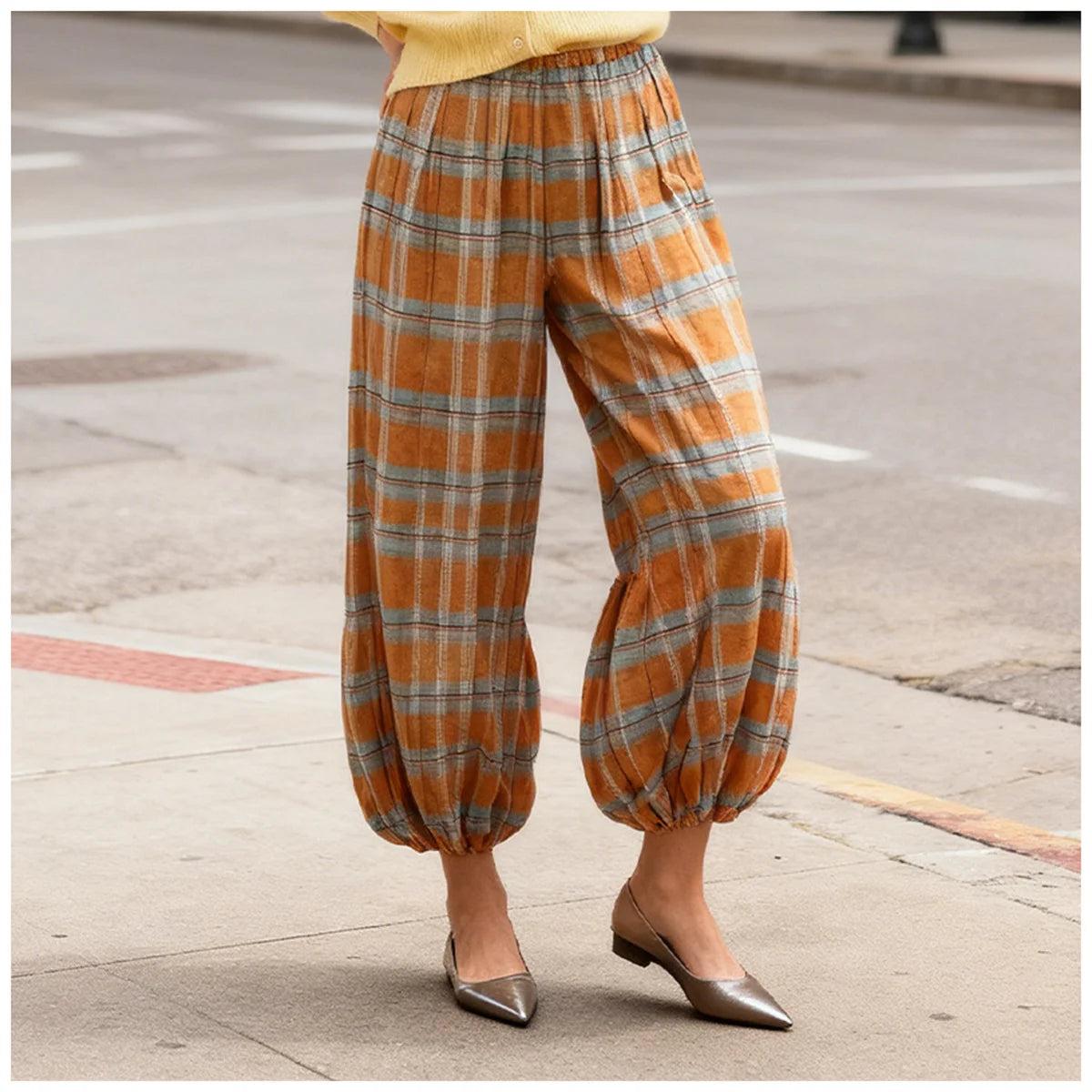 Pantaloni Balloon Plaid Donna – Baggy Bloomers Streetwear