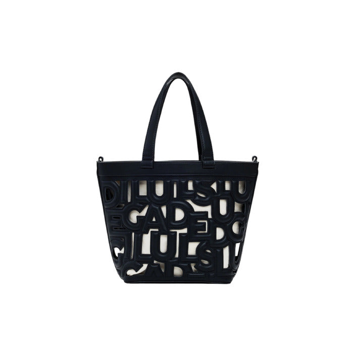 Borsa a spalla Desigual da donna in poliuretano, disponibile in marrone e nero, chiusura a lacci