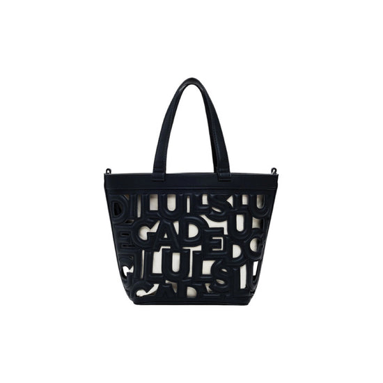 Borsa a spalla Desigual da donna in poliuretano, disponibile in marrone e nero, chiusura a lacci
