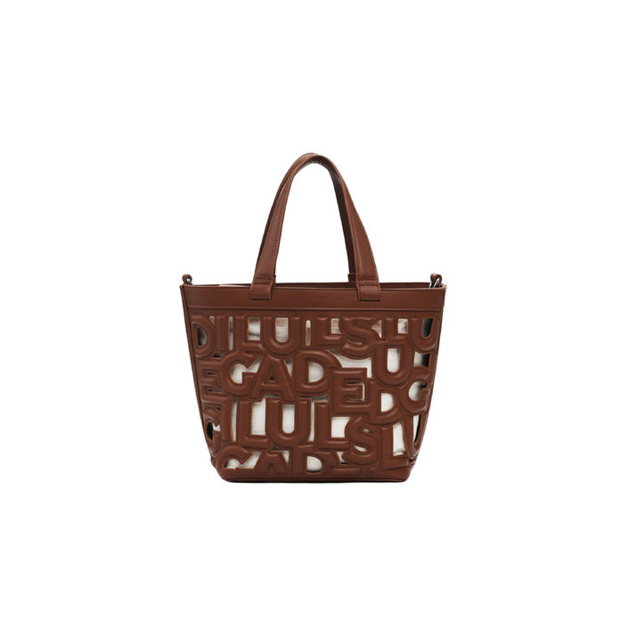 Borsa a spalla Desigual da donna in poliuretano, disponibile in marrone e nero, chiusura a lacci