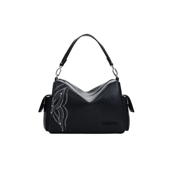 Borsa nera da donna Desigual con chiusura a zip, compatta e moderna per look estivi.