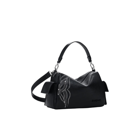 Borsa nera da donna Desigual con chiusura a zip, compatta e moderna per look estivi.