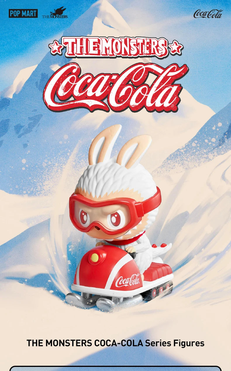 Figura Labubu su slitta Coca‑Cola in edizione invernale Pop Mart