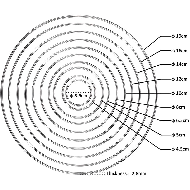 Cerchi in metallo 10 pezzi per artigianato – hoop ring per acchiappasogni, macramé, decorazioni DIY