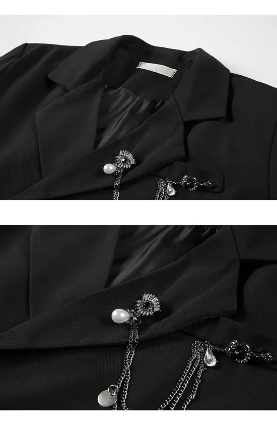 Blazer Donna Crop Punk Gothic con Catena – Giacca  Streetwear