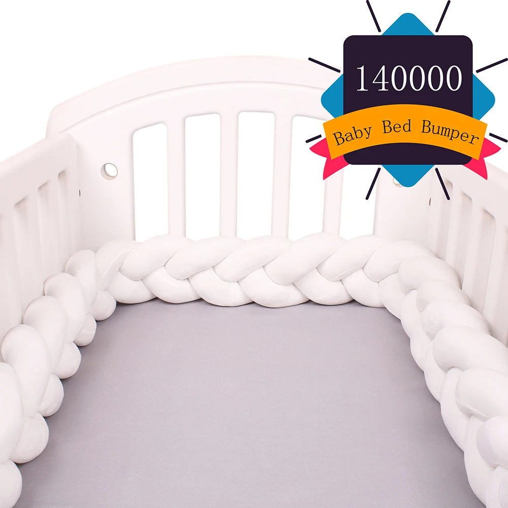 Paracolpi Culla Intrecciato 1-4 m – Protezioni Letto Neonato Treccia Marshmallow