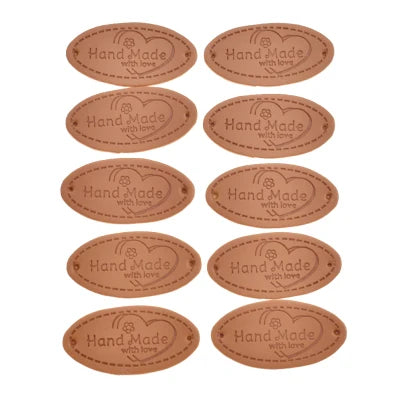 Set da 50 etichette Hand Made in pelle – Personalizzazione per abbigliamento, scarpe, borse e progetti DIY