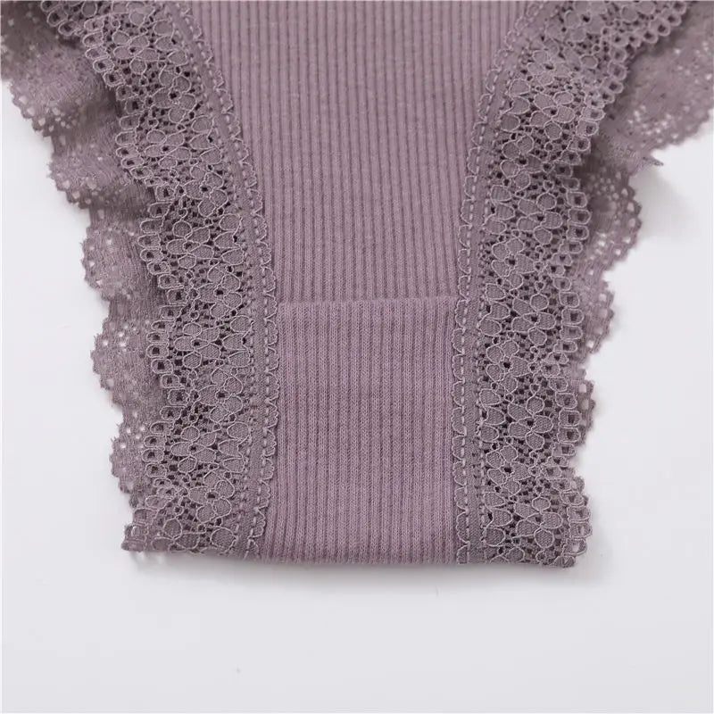 Set perizomi donna seamless in cotone + pizzo – vita bassa, T-back, soft comfort, taglie da M a 2XL